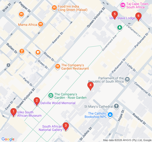 Route map for The Company’s Garden: 350 Years of Cape History
