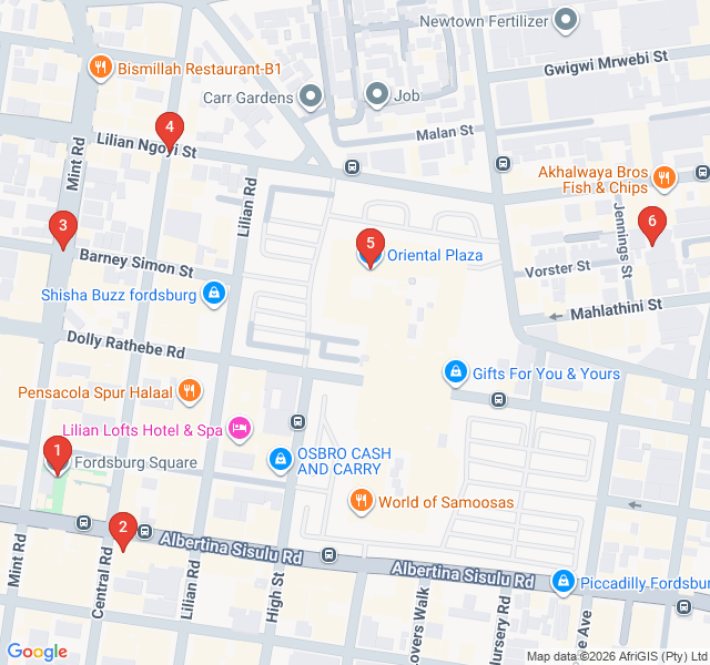 Route map for Fordsburg Spice and Flavor Route