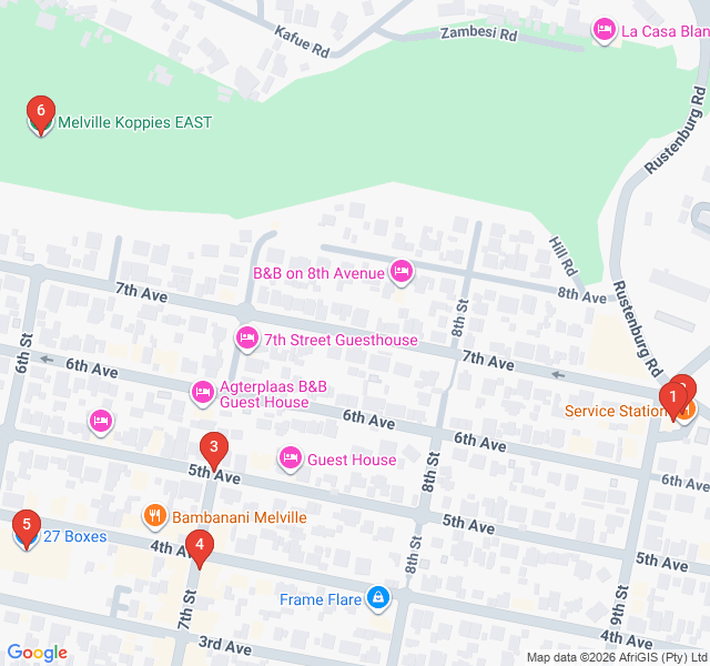 Route map for Melville's Literary and Cafe Culture