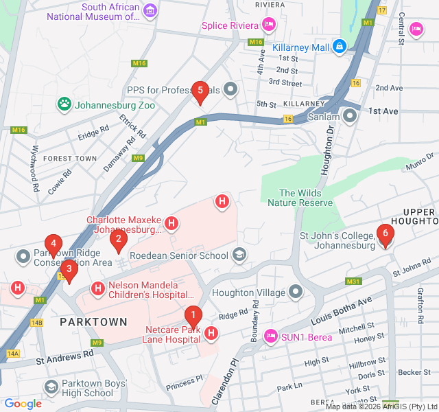 Route map for Parktown's Victorian Mansions