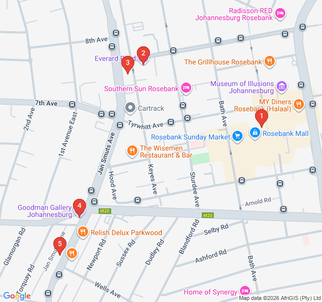Route map for Rosebank Art Mile and Modernity