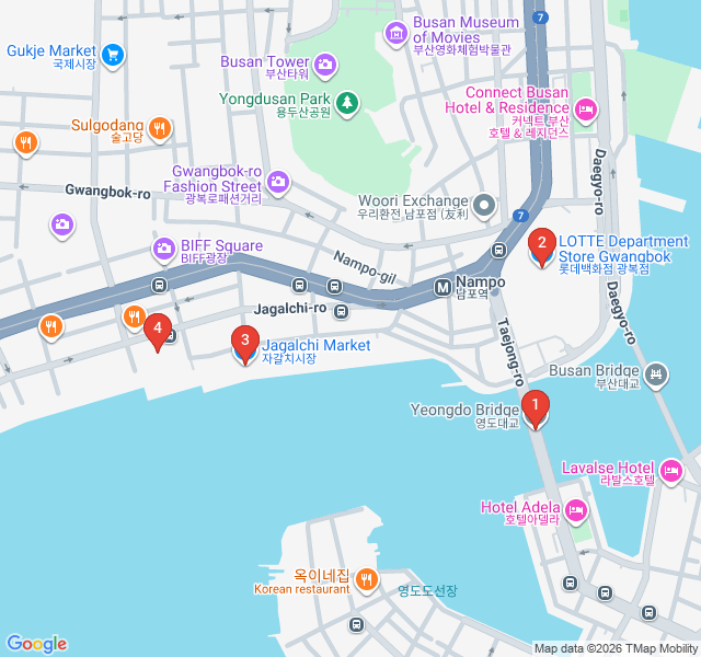 Route map for Salt in the Air: Jagalchi Fish Market and Beyond