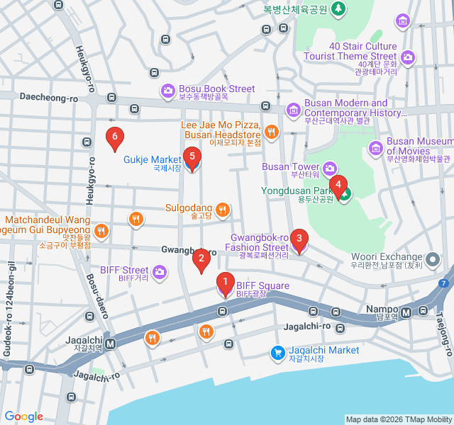 Route map for Taste of the Port: Nampo-dong Street Food Safari