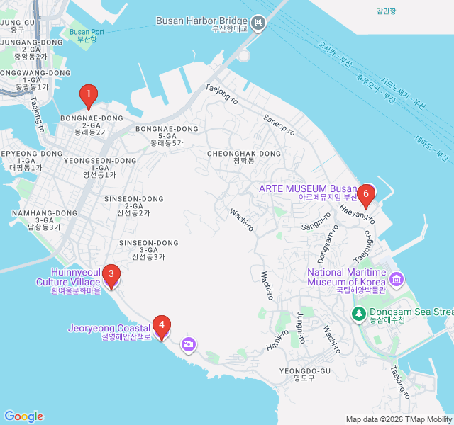 Route map for Rust and Roast: Yeongdo Island's Industrial Transformation