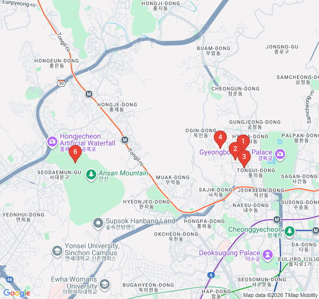 Route map for Seochon Village: The Poets and Painters Path