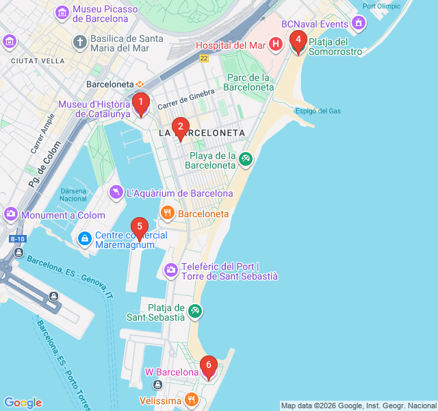 Route map for Barceloneta: Sailors and Seafood