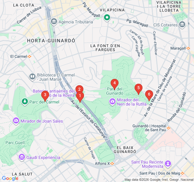 Route map for Bunkers and Beyond: Barcelona's Best Panoramas