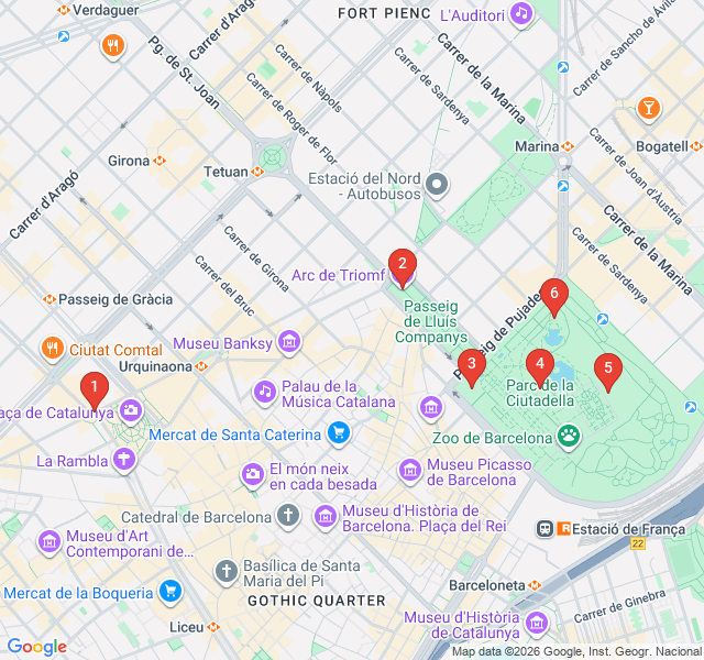 Route map for Ciutadella Park: A Family Nature Walk