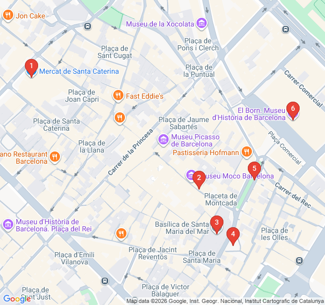 Route map for El Born Tapas and Artisans