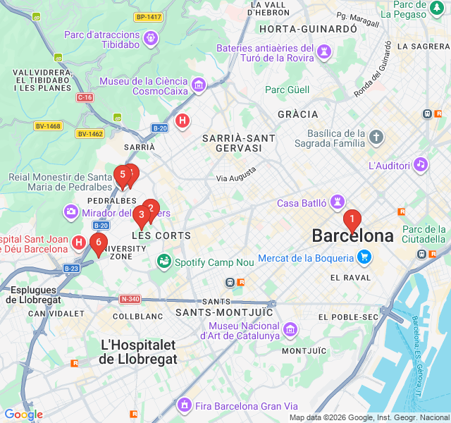 Route map for Pedralbes: Serenity in the Royal Monastery