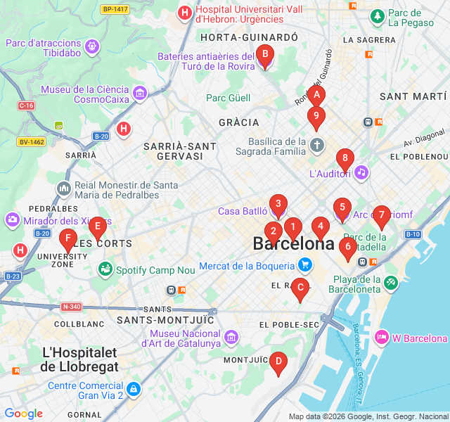 Route map for Sant Pau: The World’s Largest Art Nouveau Site
