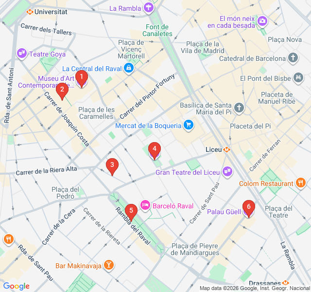 Route map for Urban Art and Rebels of El Raval