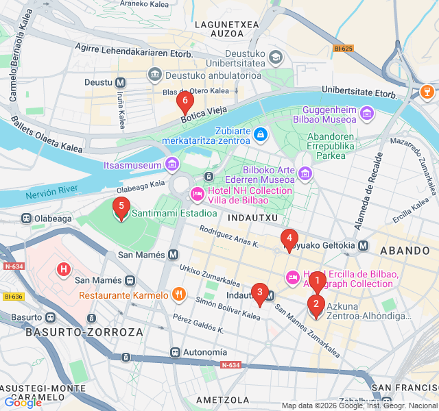 Route map for Azkuna Zentroa and Beyond: Modern Living in Indautxu
