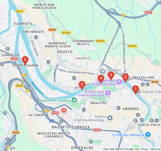 Route map for Golden Hour Glow: The Bridges of Bilbao