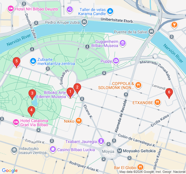 Route map for Green Lung and Museum Mile: Doña Casilda Park