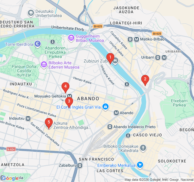 Route map for Lights, Camera, Bilbao: A Cinematic City Route