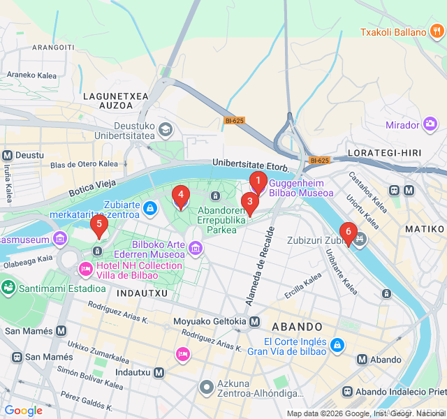 Route map for Titanium and Transformation: The Abandoibarra Walk