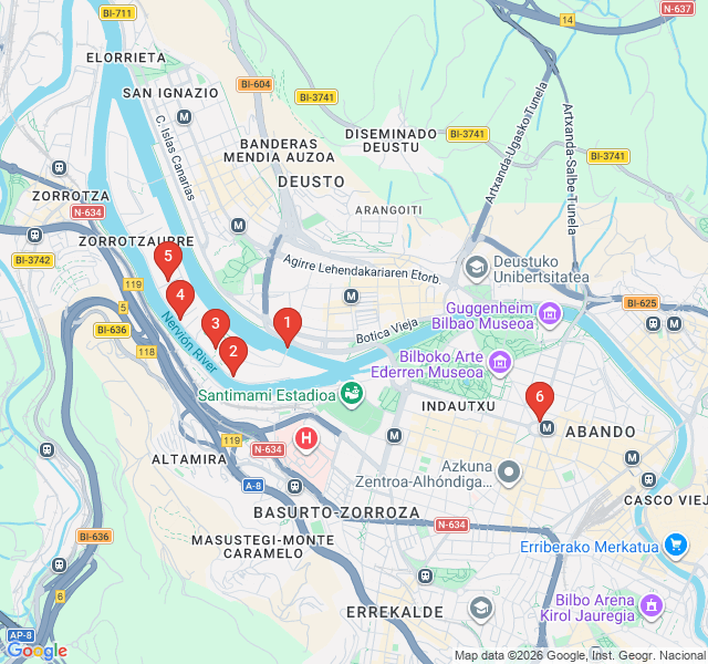 Route map for The Zorrotzaurre Experiment: Bilbao’s Island of Innovation
