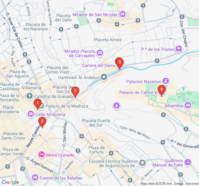 Route map for Cinematic Granada: Screen & Scenes