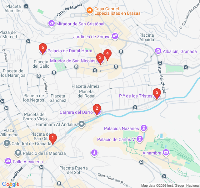 Route map for Legends of the Albaicín