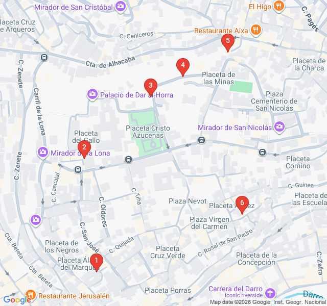Route map for Moorish Waters & Hidden Cisterns