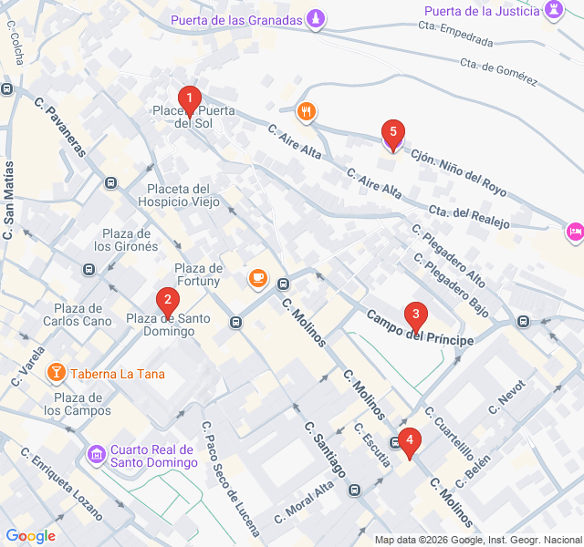 Route map for Realejo Street Art & Jewish Roots