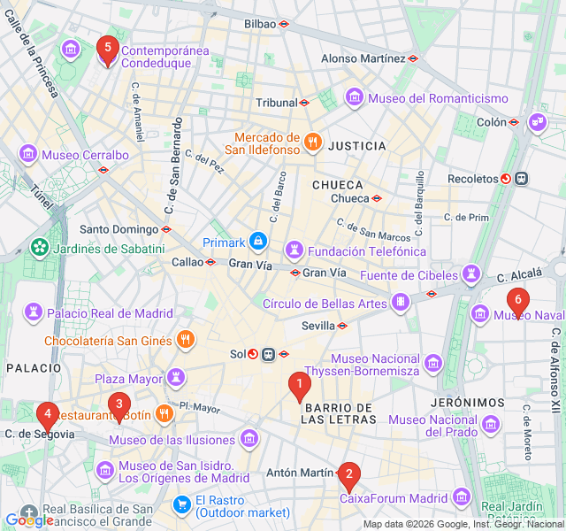 Route map for Almodóvar’s Madrid: A Cinematic Trail