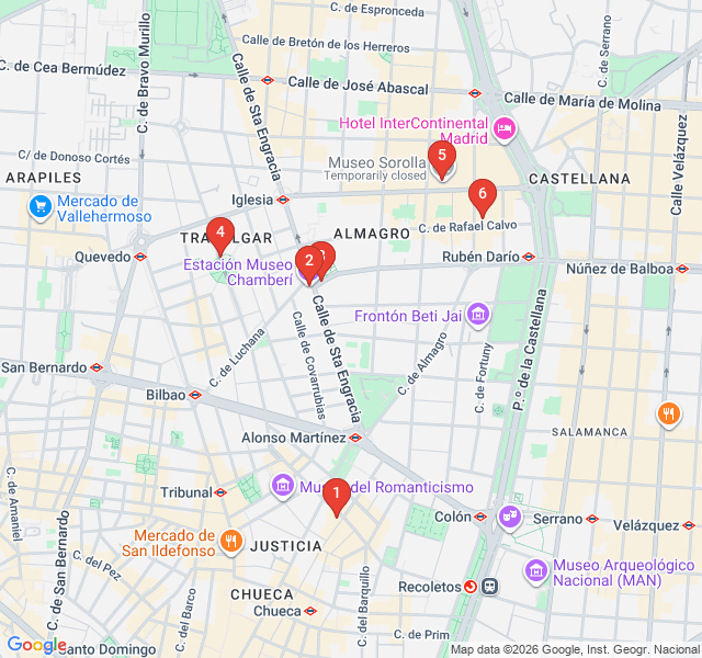 Route map for Chamberí’s Modernist Gems and Ghost Stations