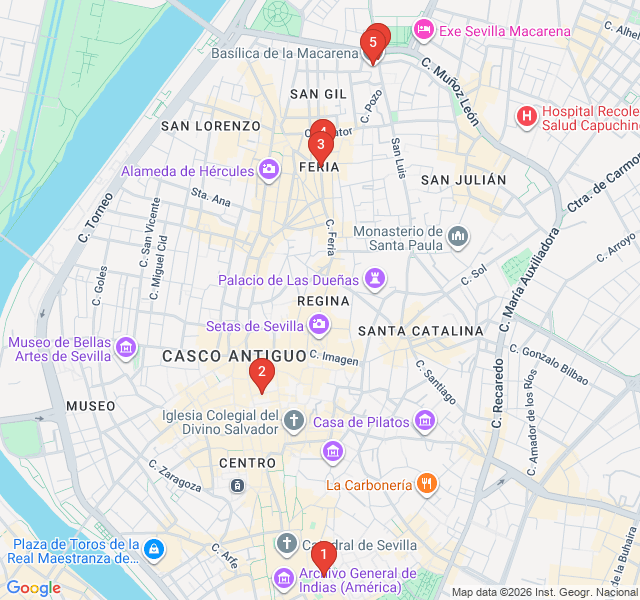 Route map for Bohemian Macarena: Walls and Workshops