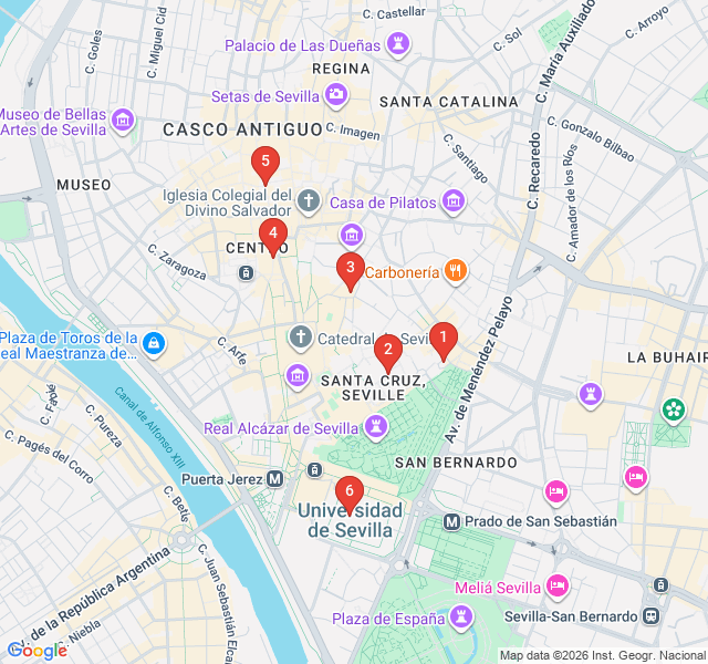 Route map for Don Juan & Cervantes: Literary Seville