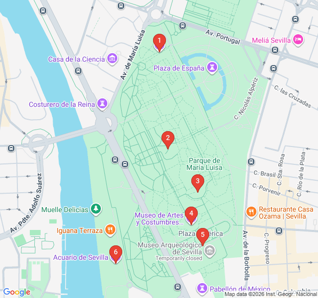 Route map for Explorers of Seville: A Family Treasure Hunt