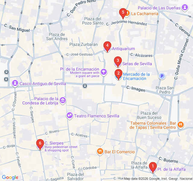 Route map for Metropol & Markets: Modern Seville