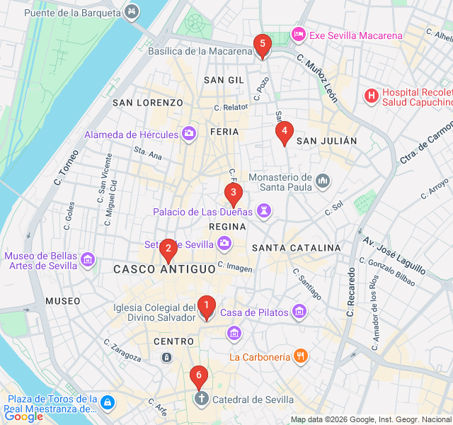 Route map for Sacred Seville: Statues, Shrines, and Devotion