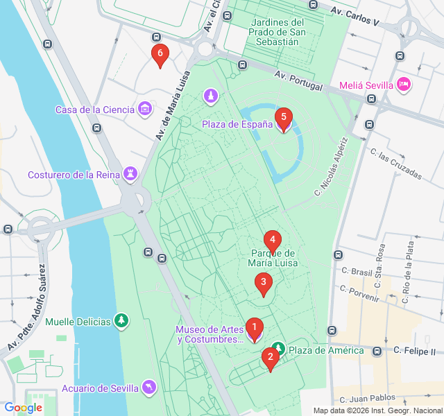 Route map for Seville's 1929 World's Fair Promenade