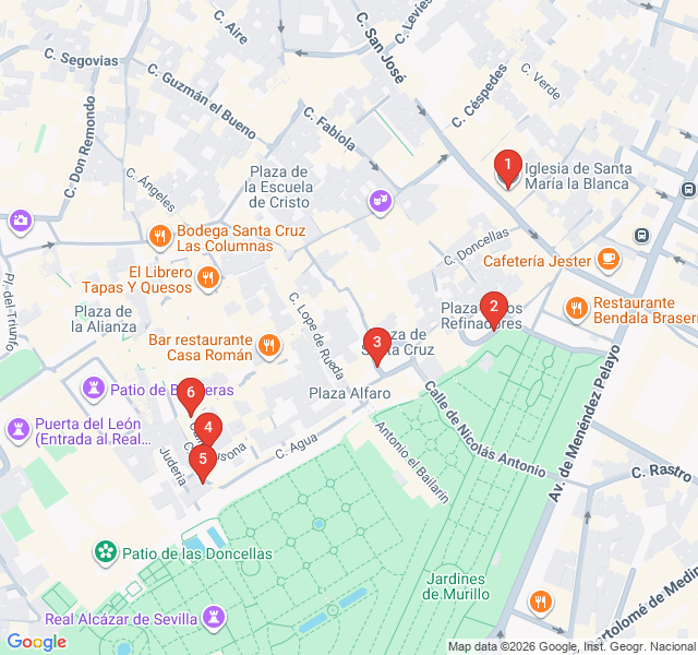 Route map for Shadows of the Judería: Santa Cruz Legends