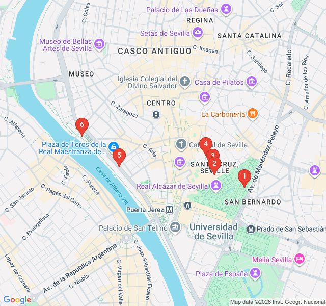 Route map for Twilight Whispers: Seville’s Most Romantic Walk