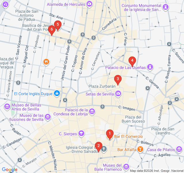 Route map for Wake Up in Seville: Coffee, Churros, and Quiet Squares