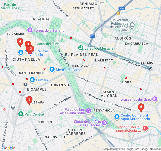 Route map for The Coffee and Bakery Trail