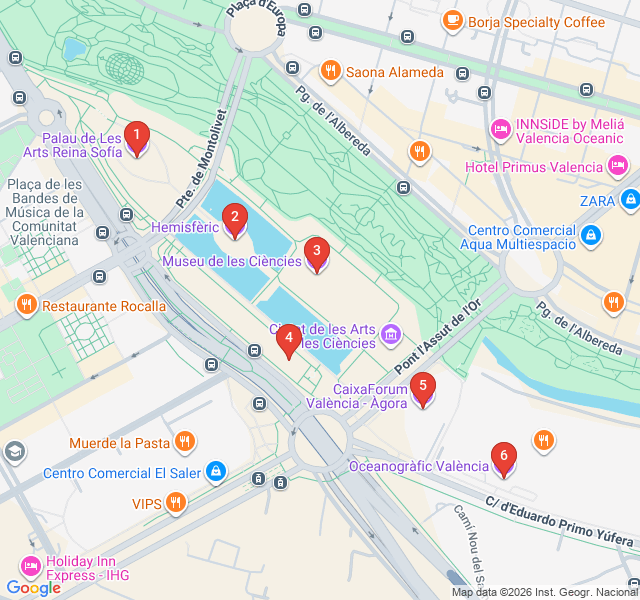 Route map for Futuristic Visions: City of Arts and Sciences