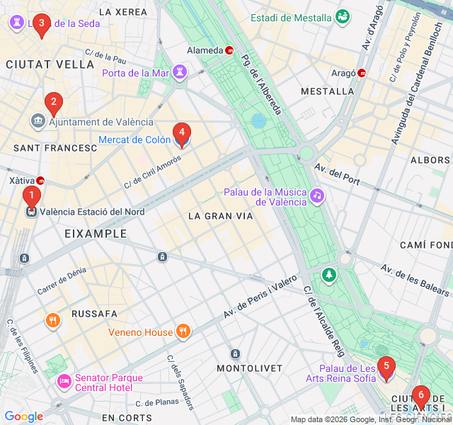 Route map for Valencia's Cinematic Backdrop