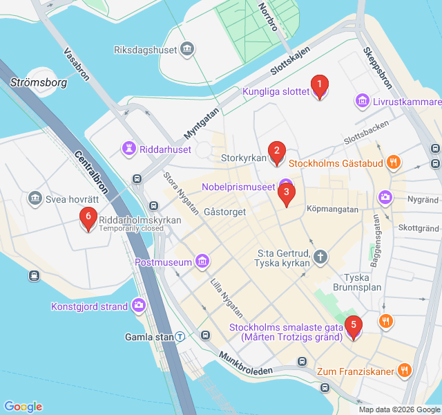 Route map for Echoes of the Old Town: A Medieval Stockholm Journey