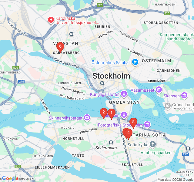 Route map for Stieg Larsson's Stockholm Noir: The Millennium Trail