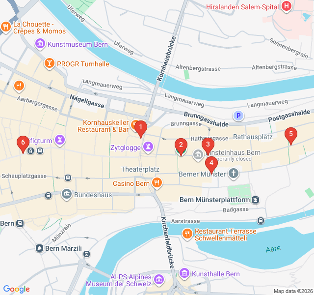 Route map for Fountains and Folklore: The Statues of Bern