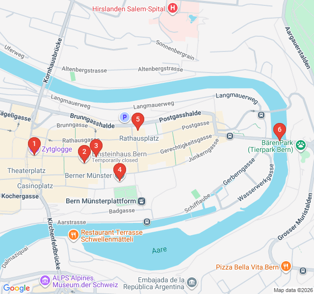 Route map for Medieval Masterpieces of Bern Old Town