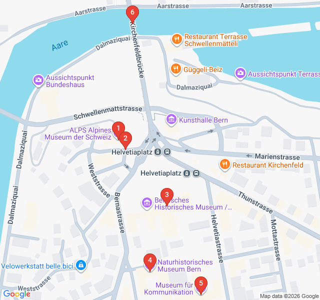 Route map for The Museum Mile of Kirchenfeld