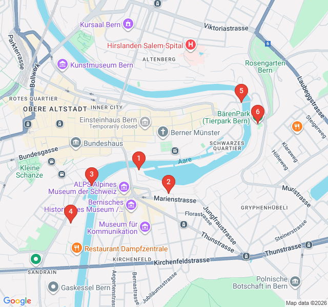 Route map for Riverside Bliss: The Aare River Walk