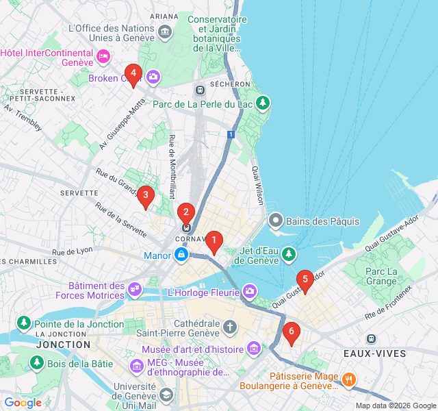 Route map for Concrete and Glass: Modernist Marvels in Geneva