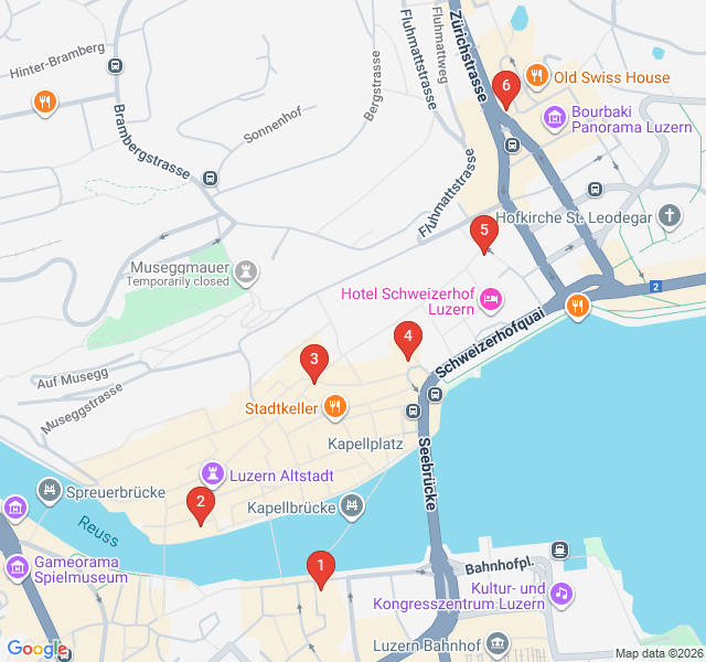 Route map for The Lucerne Chocolate Trail