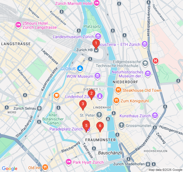 Route map for Gold and Glitz: The Financial Heart of Zurich