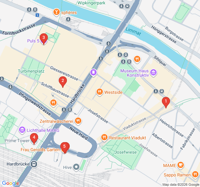 Route map for Industrial Chic and Urban Grit in Zürich West